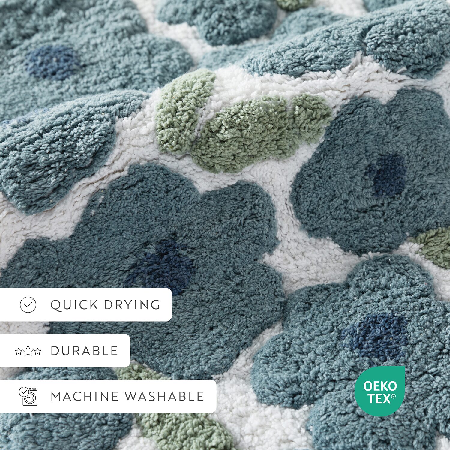 Casual Comfort Blossoms Pattern Cotton Bath Rug