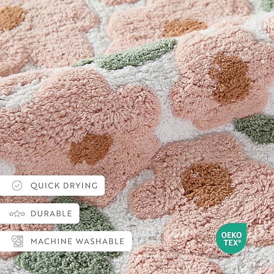 Casual Comfort Blossoms Pattern Cotton Bath Rug