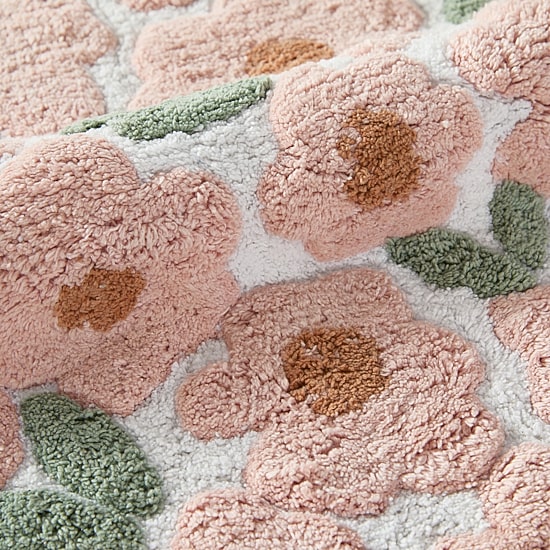 Casual Comfort Blossoms Pattern Cotton Bath Rug