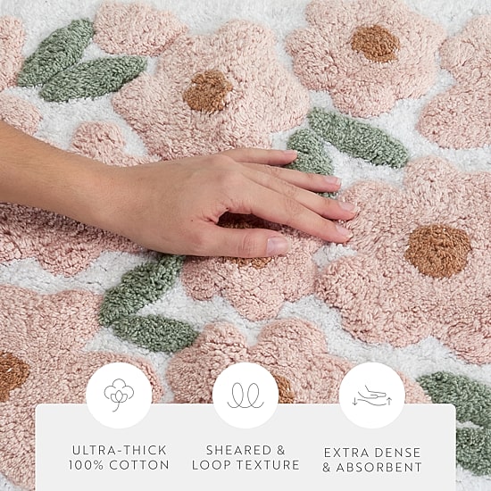 Casual Comfort Blossoms Pattern Cotton Bath Rug
