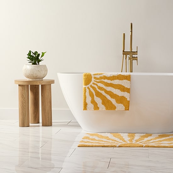 Casual Comfort Sunray Design Cotton Bath Rug