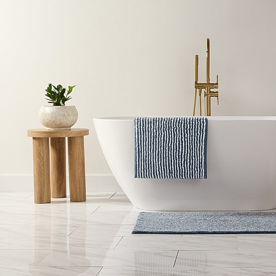 Casual Comfort Pinstripe Cotton Bath Rug