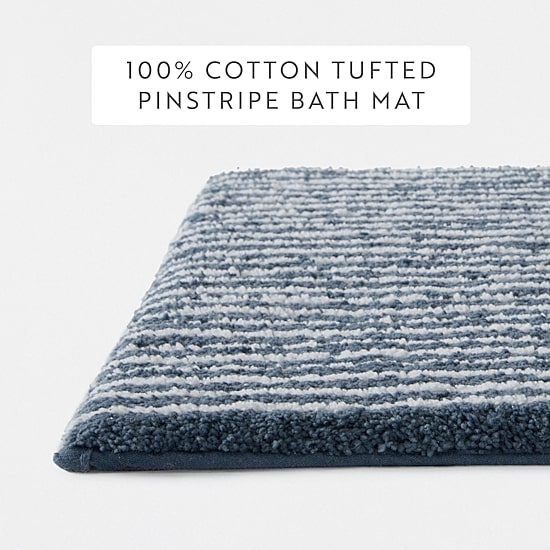 Casual Comfort Pinstripe Cotton Bath Rug