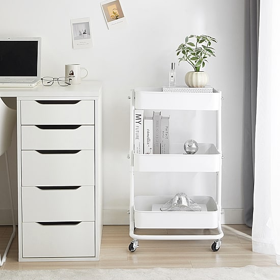 AEROPOSTALE 3 Tier Rolling White Utility Cart