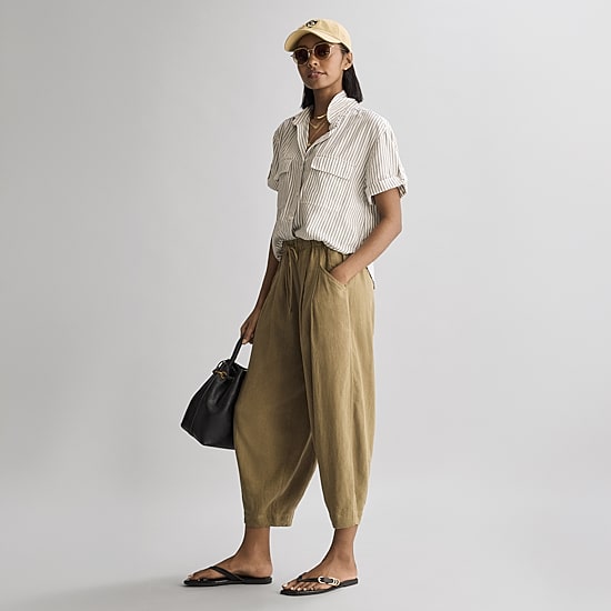 a.n.a Womens Linen Ankle Balloon Pant