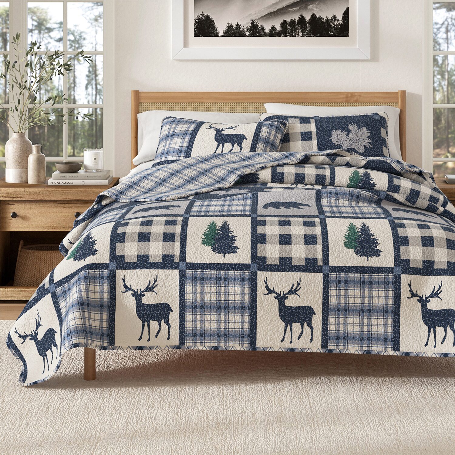 Linery Nature Mosaic REVERSIBLE Quilt Set
