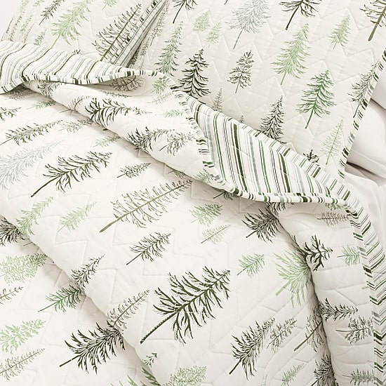 Linery Lodge Trees Reversible Quilt Set