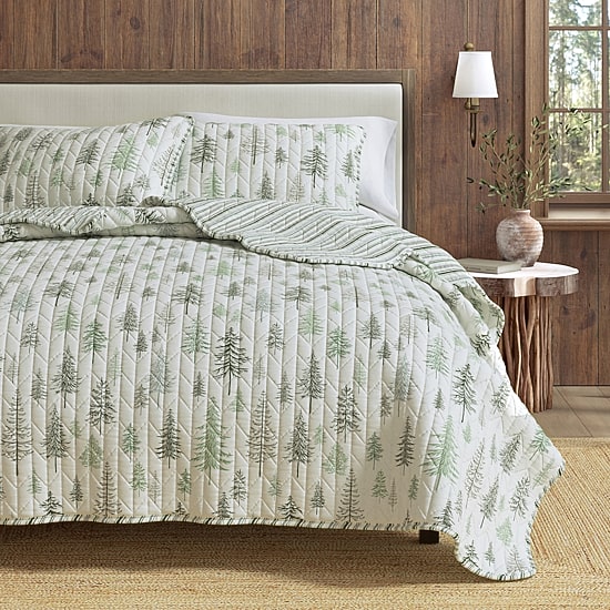 Linery Lodge Trees Reversible Quilt Set