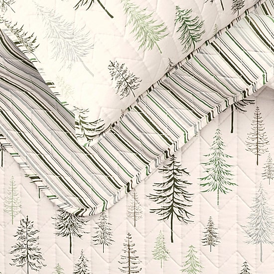 Linery Lodge Trees Reversible Quilt Set