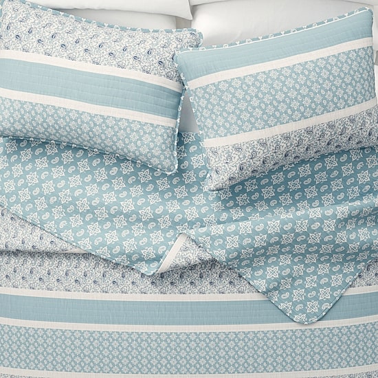 Linery Stripe Paisley Reversible Quilt Set