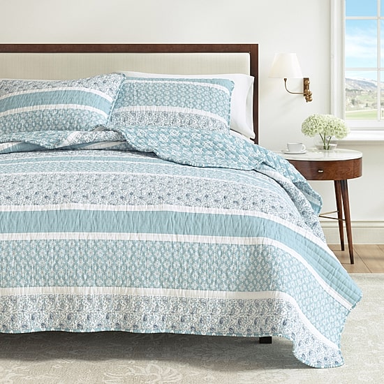 Linery Stripe Paisley Reversible Quilt Set