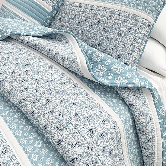 Linery Stripe Paisley Reversible Quilt Set