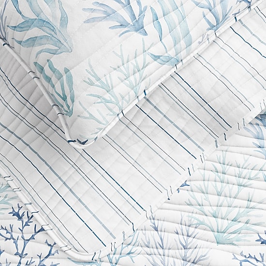 Linery Blue Coral Reversible Reversible Quilt Set