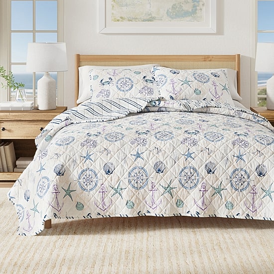 Linery Nautical Reversible Reversible Quilt Set