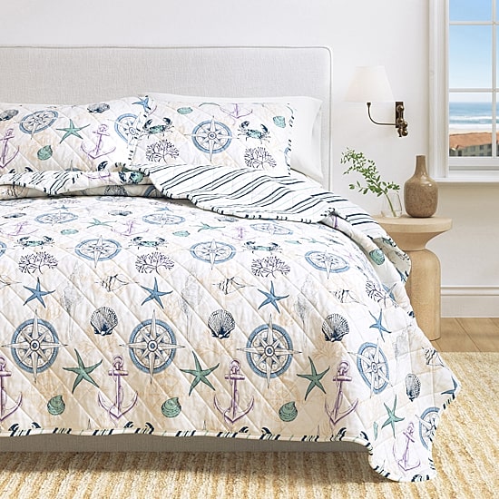 Linery Nautical Reversible Reversible Quilt Set
