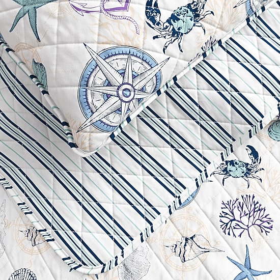 Linery Nautical Reversible Reversible Quilt Set