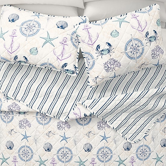 Linery Nautical Reversible Reversible Quilt Set