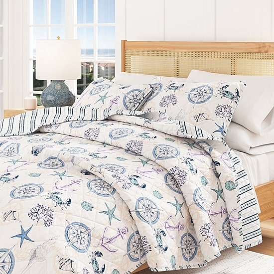 Linery Nautical Reversible Reversible Quilt Set