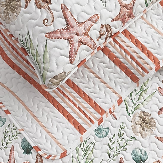 Linery Watercolor Sea Life Reversible Quilt Set