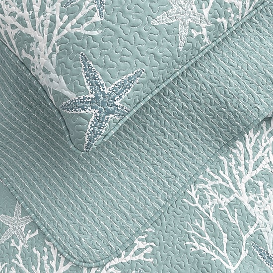 Linery Coral Starfish Reversible Quilt Set
