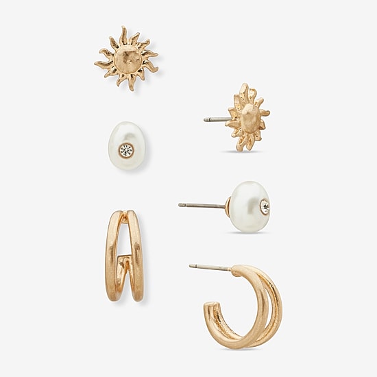 a.n.a Womens 3 Pair Earring Set