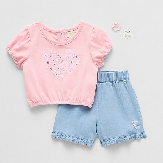Btween Baby Girls Jersey 2-pc. Short Set