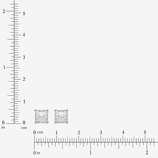 (I/Si2) 1-1/2 CT. T.W. Lab-Grown Diamond Sterling Silver or 14K Gold over Silver Princess Stud Earrings
