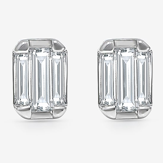 (I/Si2) 1/2 CT. T.W. Lab Grown White Diamond Sterling Silver 4.6mm Rectangular Stud Earrings