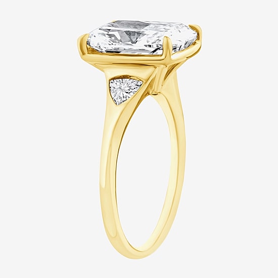 (F / Vs2) Womens 5 1/3 Ct. T.W. Lab Grown White Diamond 14K Gold Cushion Side Stone Engagement Ring