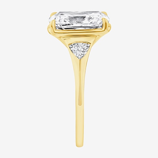 (F / Vs2) Womens 5 1/3 Ct. T.W. Lab Grown White Diamond 14K Gold Cushion Side Stone Engagement Ring