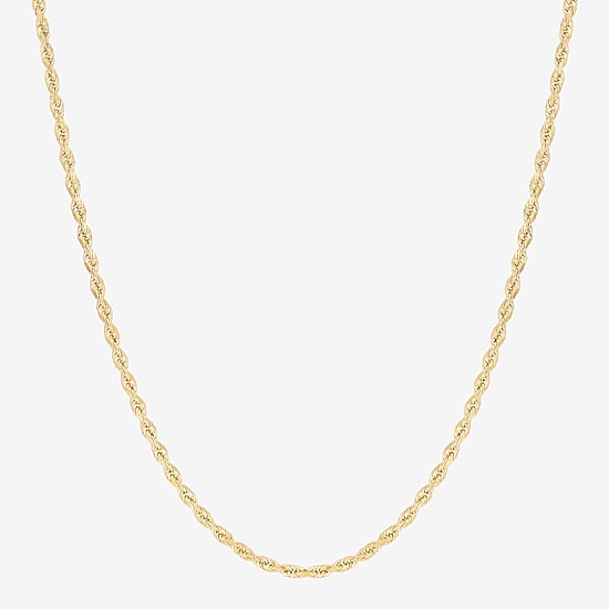 Womens 10K Gold 18 Inch Rope Chain Necklace