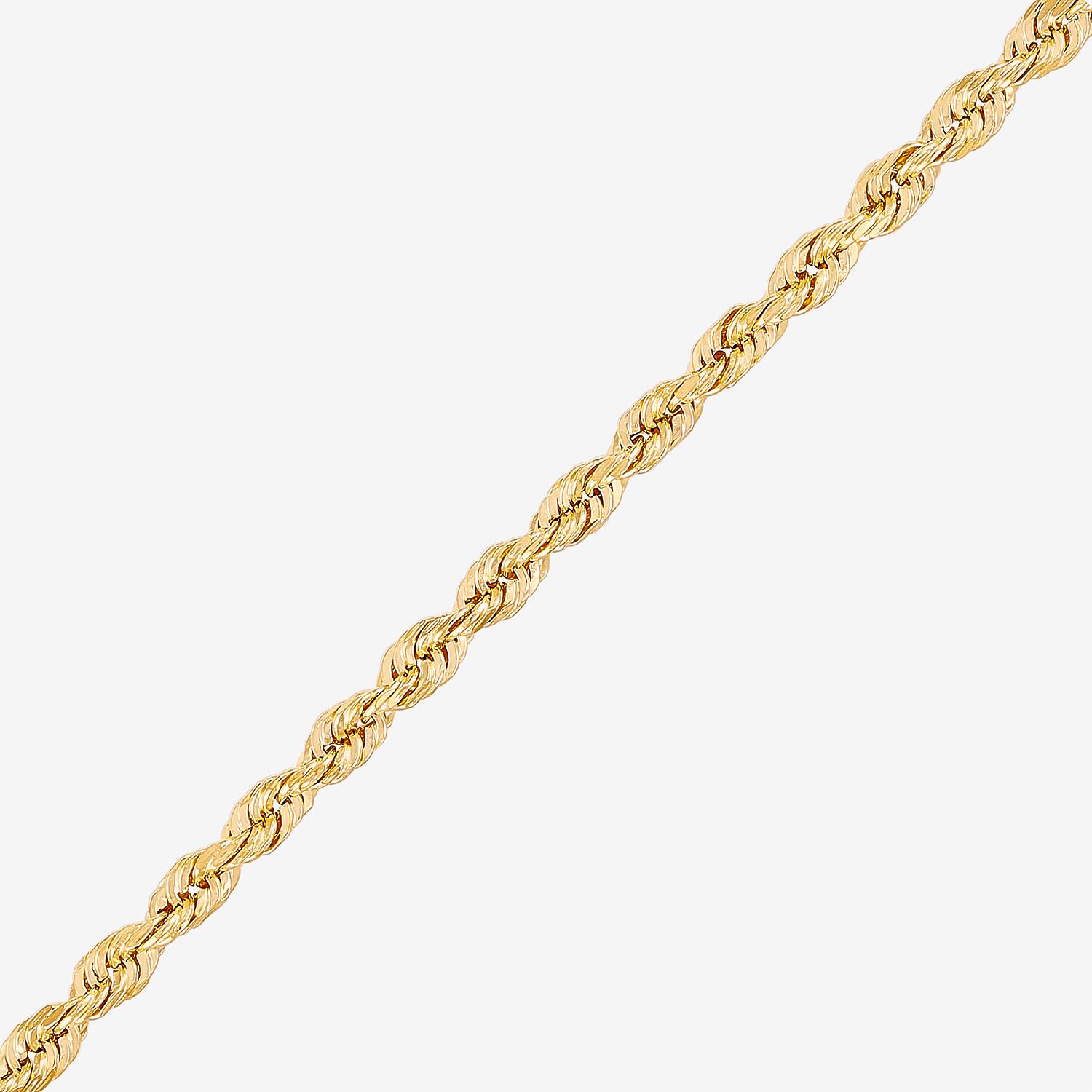 Womens 10K Gold 20 Inch Rope Chain Necklace