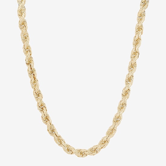 Mens 10K Gold 22 Inch Rope Chain Necklace