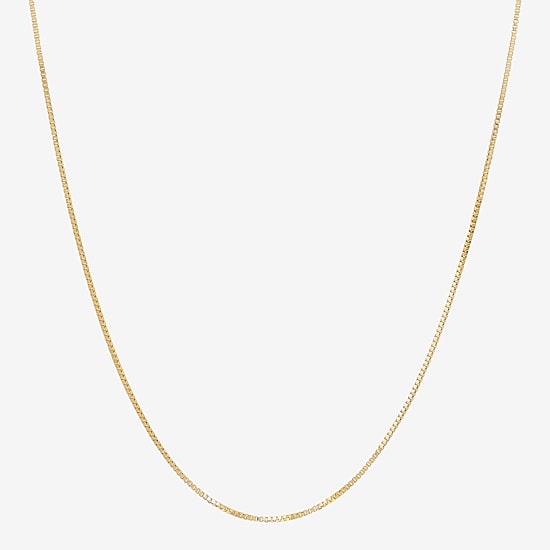Womens 10K Gold 18 Inch Box Chain Necklace