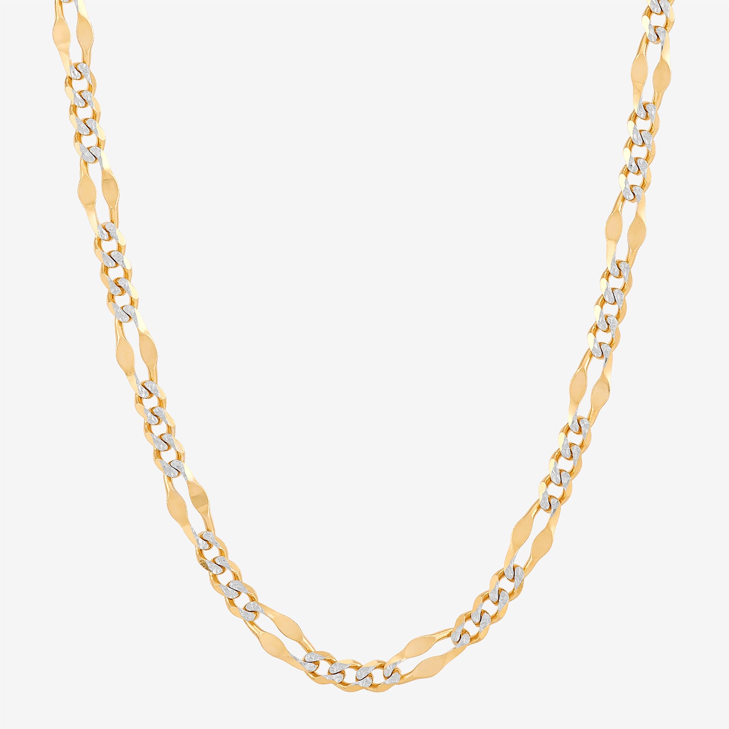 Made in Italy Womens 14K Two Tone Gold 18 Inch Figaro Chain Necklace