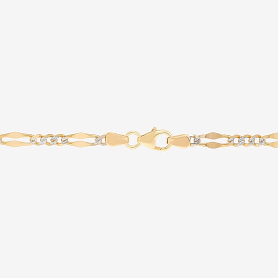 Made in Italy Womens 14K Two Tone Gold 7.5 Inch Solid Figaro Chain Bracelet