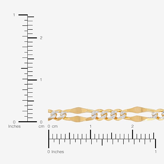Made in Italy Womens 14K Two Tone Gold 7.5 Inch Solid Figaro Chain Bracelet