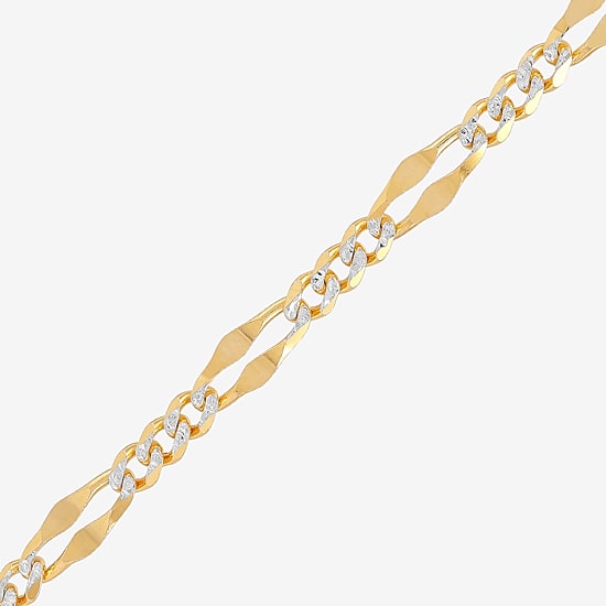 Made in Italy Womens 14K Two Tone Gold 7.5 Inch Solid Figaro Chain Bracelet