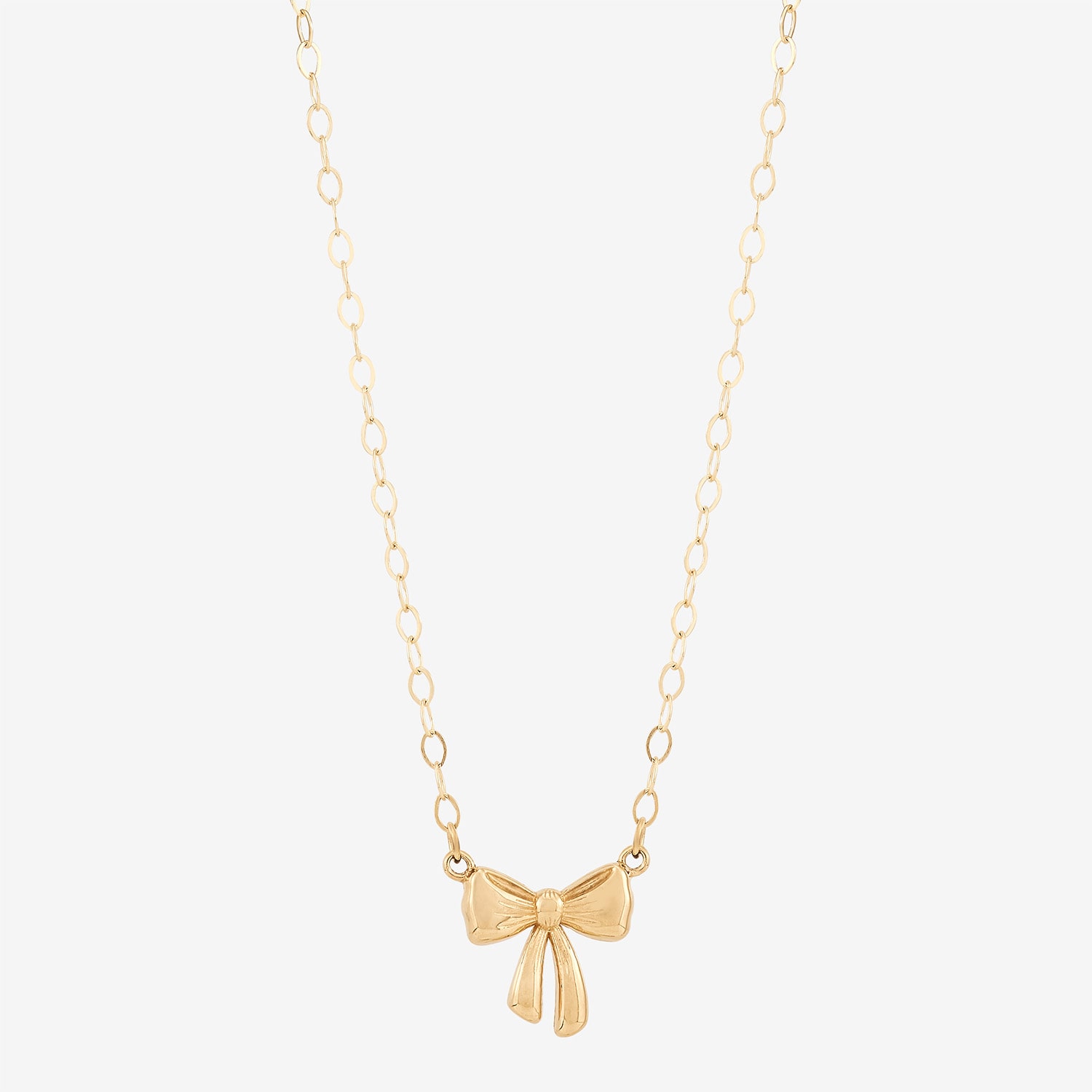Gold Addiction Womens 10K Gold Bow 18 Inch Pendant Necklace