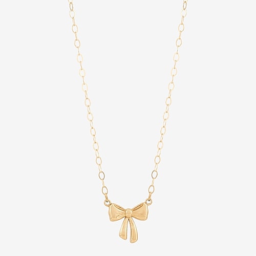 Gold Addiction Womens 10K Gold Bow 18 Inch Pendant Necklace, One Size, Yellow