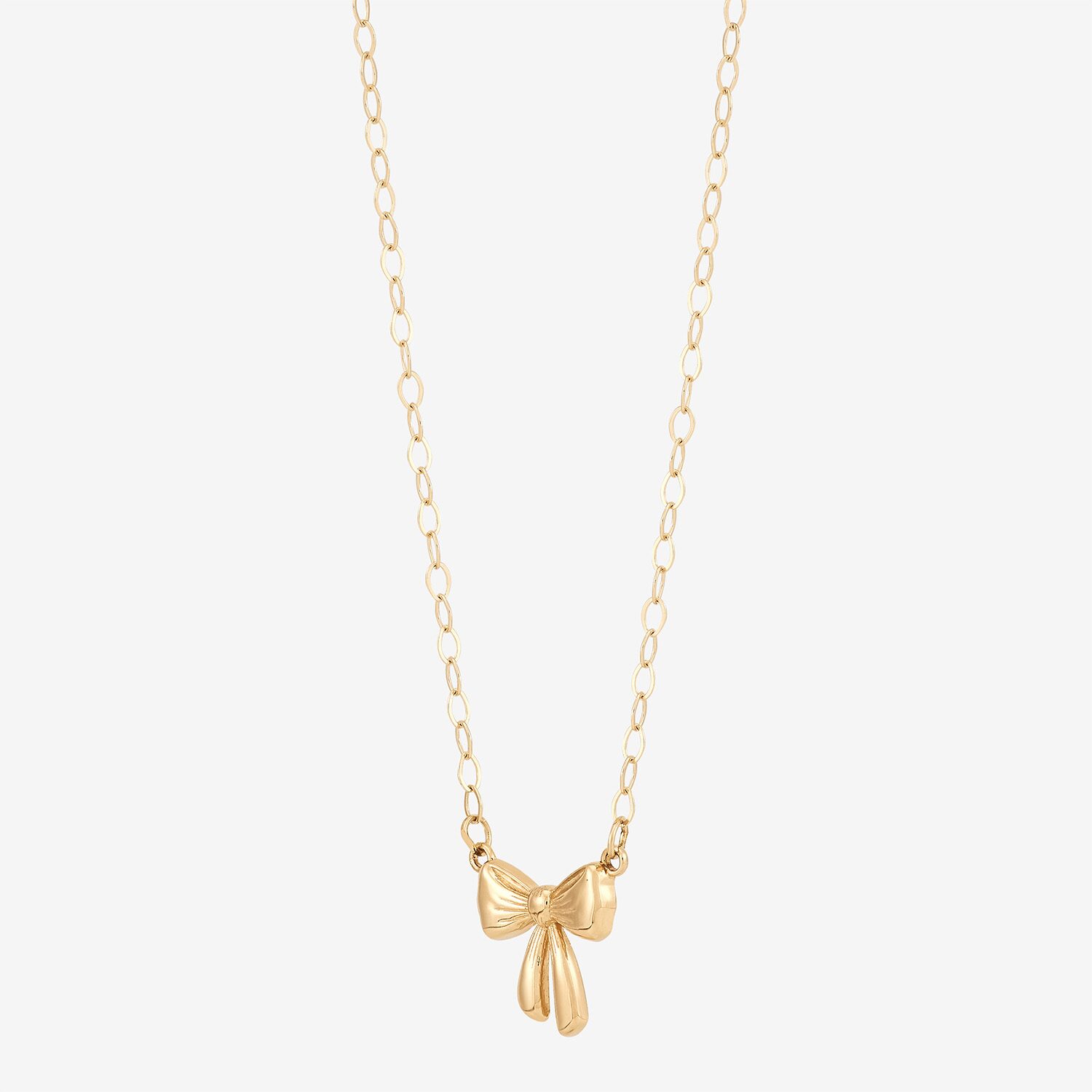Gold Addiction Womens 10K Gold Bow 18 Inch Pendant Necklace