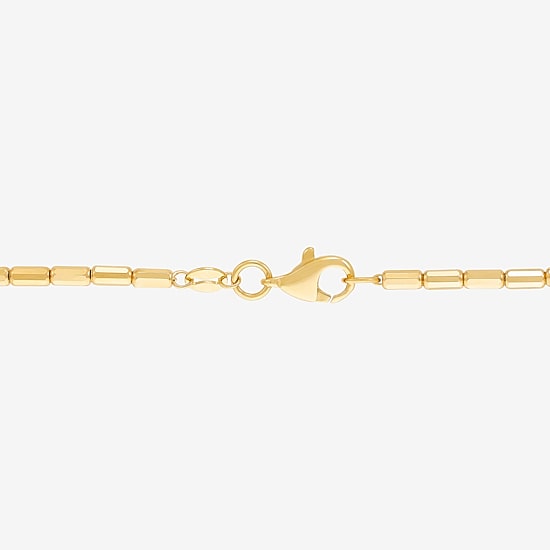 Womens 10K Gold 7.5 Inch Hollow Link Chain Bracelet