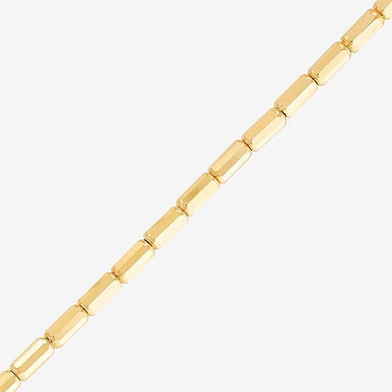 Womens 10K Gold 7.5 Inch Hollow Link Chain Bracelet