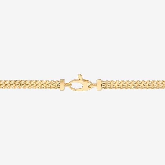 Womens 10K Gold 7.5 Inch Hollow Link Chain Bracelet
