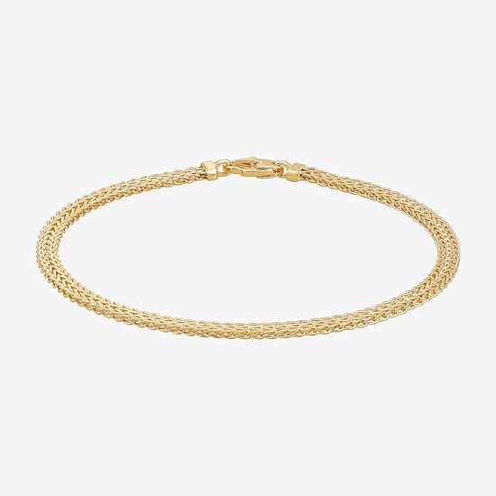 Womens 10K Gold 7.5 Inch Hollow Link Chain Bracelet