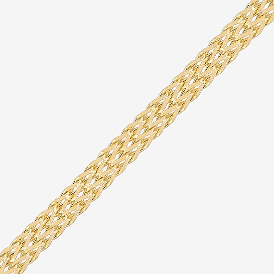 Womens 10K Gold 7.5 Inch Hollow Link Chain Bracelet