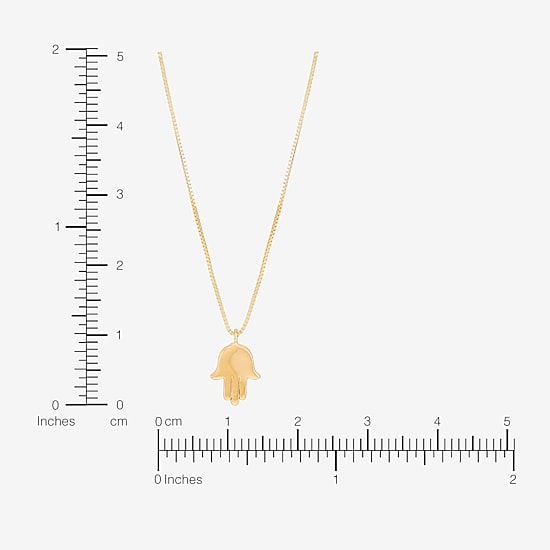 Gold Addiction Womens 10K Gold Hamsa 18 Inch Pendant Necklace