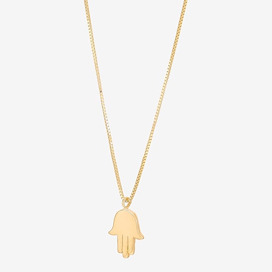 Gold Addiction Womens 10K Gold Hamsa 18 Inch Pendant Necklace