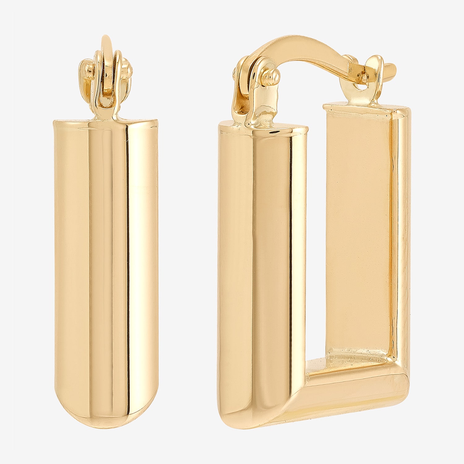 Gold Addiction Womens 10K Gold 17.9mm Rectangular Hoop Earrings