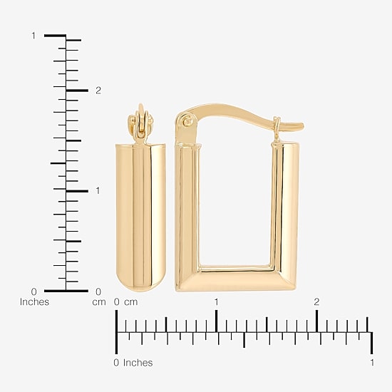 Gold Addiction Womens 10K Gold 17.9mm Rectangular Hoop Earrings